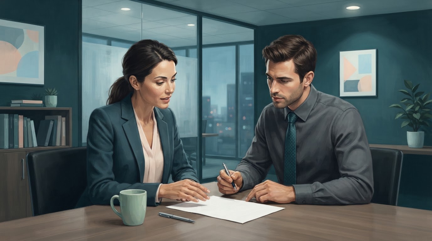 A job seeker and executive assistant reviewing a focused resume, illustrating how to approach executive assistant jobs new york.
